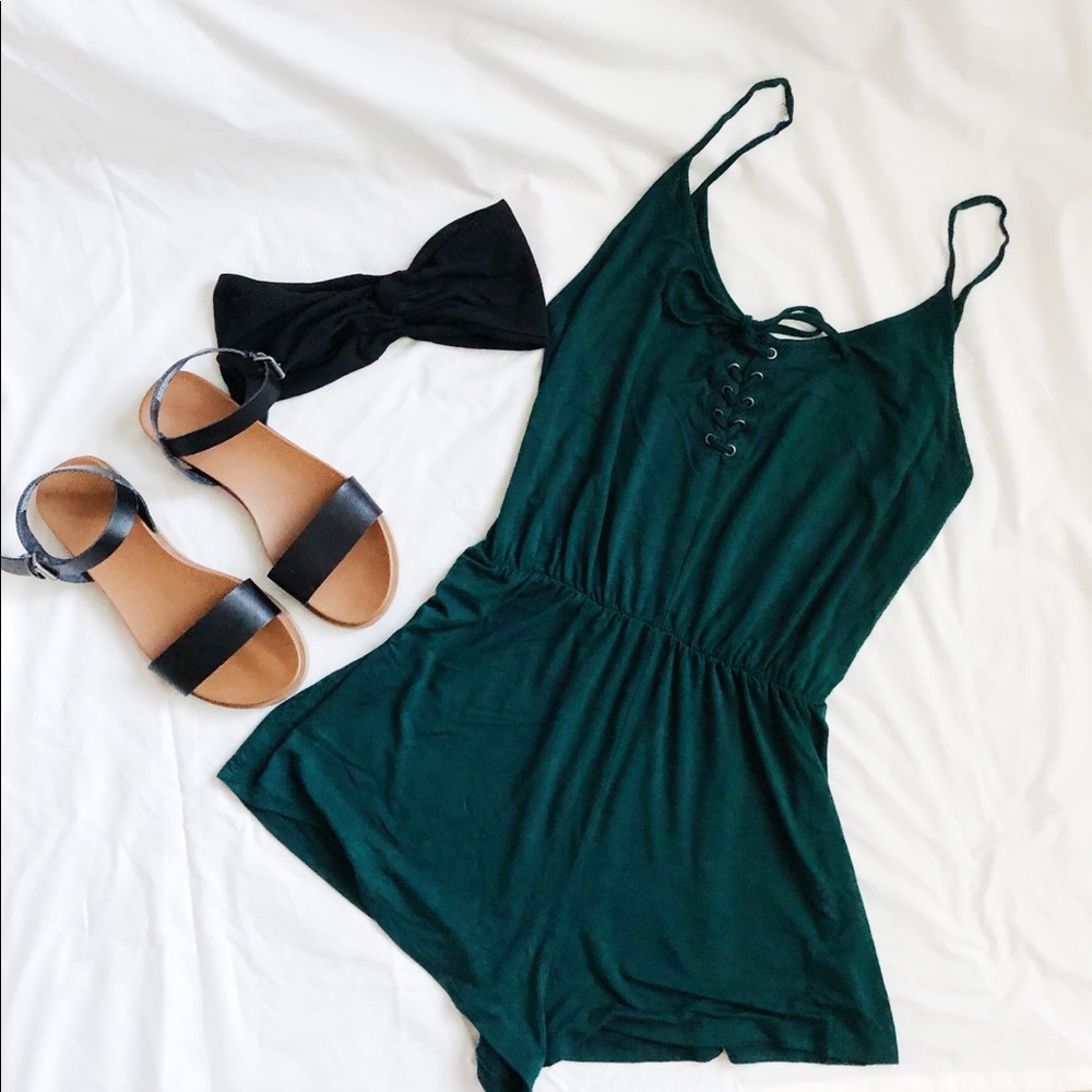 Tie Up Emerald Romper